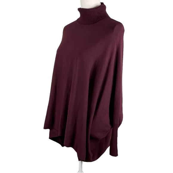 Alfani Sweater Medium Wine Turtleneck Poncho Dolman Sleeves Oversized New - Picture 11 of 13
